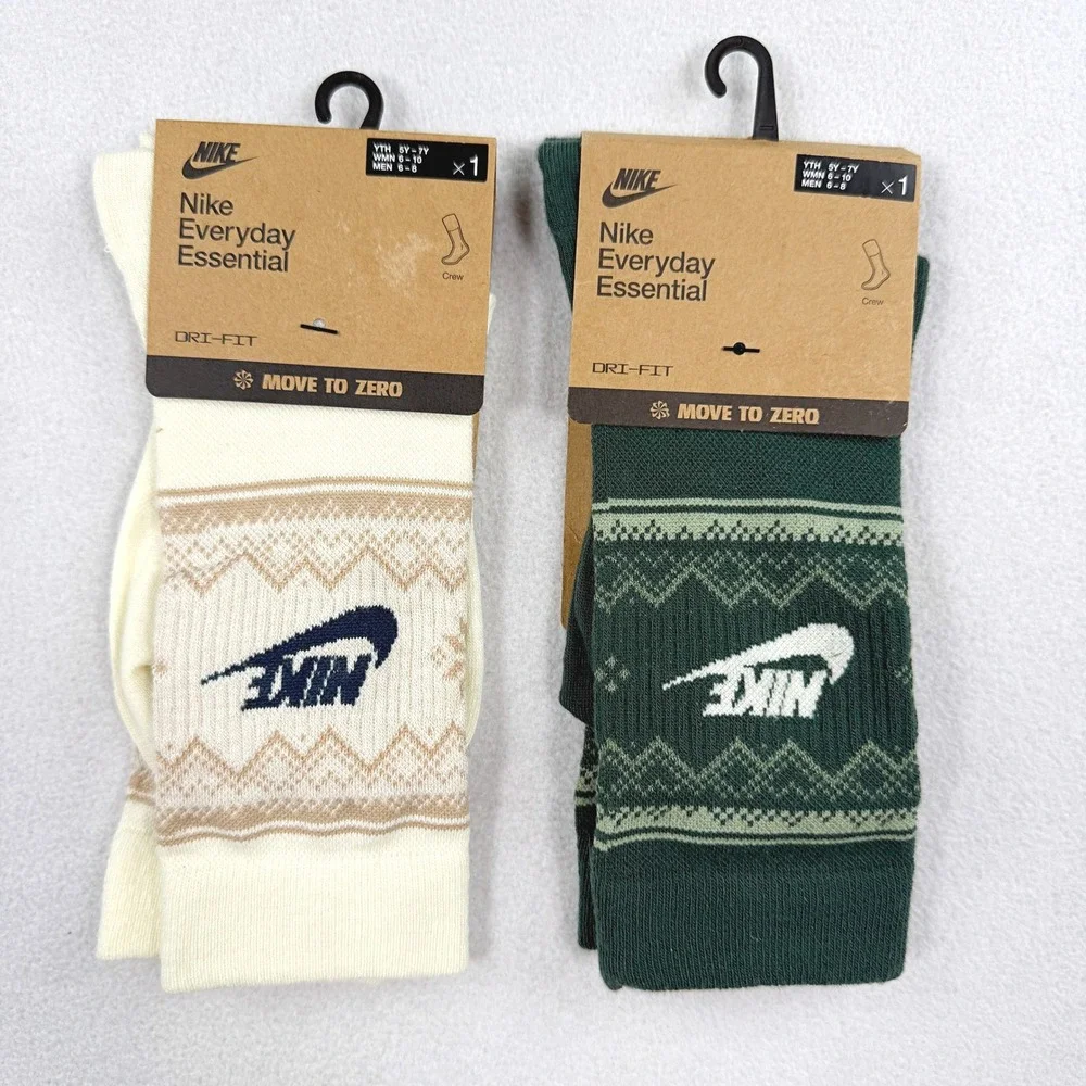 Nike Fair Isle Crew Socks 2 Pack / Size M (Womens 6 - 10), (Men 6 - 8)/ FZ3071